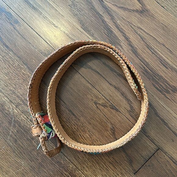 Vtg Cornucopia brand Guatemalan hand‎ woven multi colored & pattern leather belt main image 5